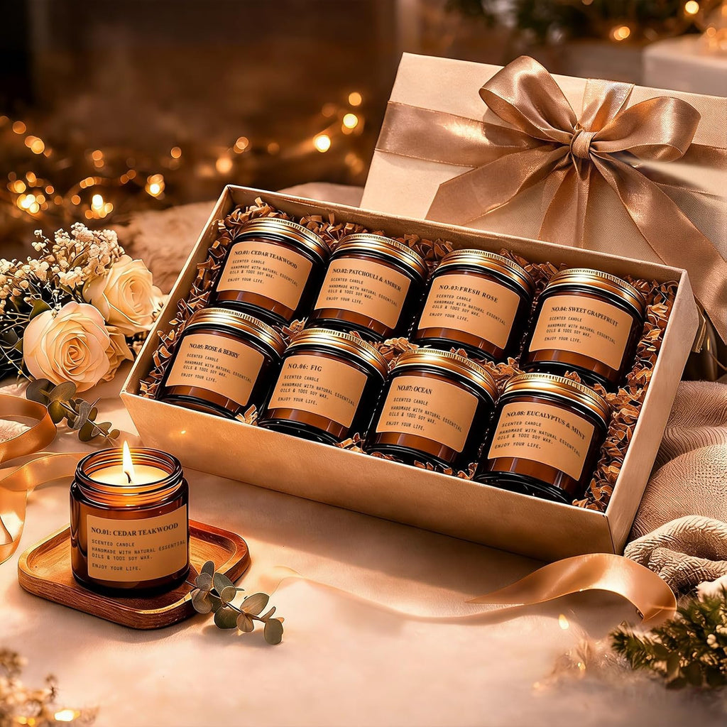 Scented Candles,8 Pack Soy Wax Candle Set,Scented Candles Gift Set - Set of 8