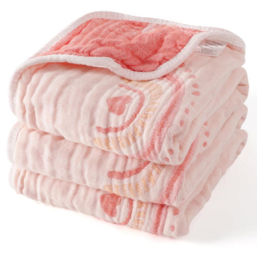 Cotton Muslin Baby Blanket Organic Comforter Reversible Neutral Layer Soft 43.3"x41.3" for Newborn Infant Toddler