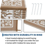Outdoor Rug 9x12, Waterproof Reversible Foldable Plastic Straw Rug, Botanical cottagecore Outdoor Ru