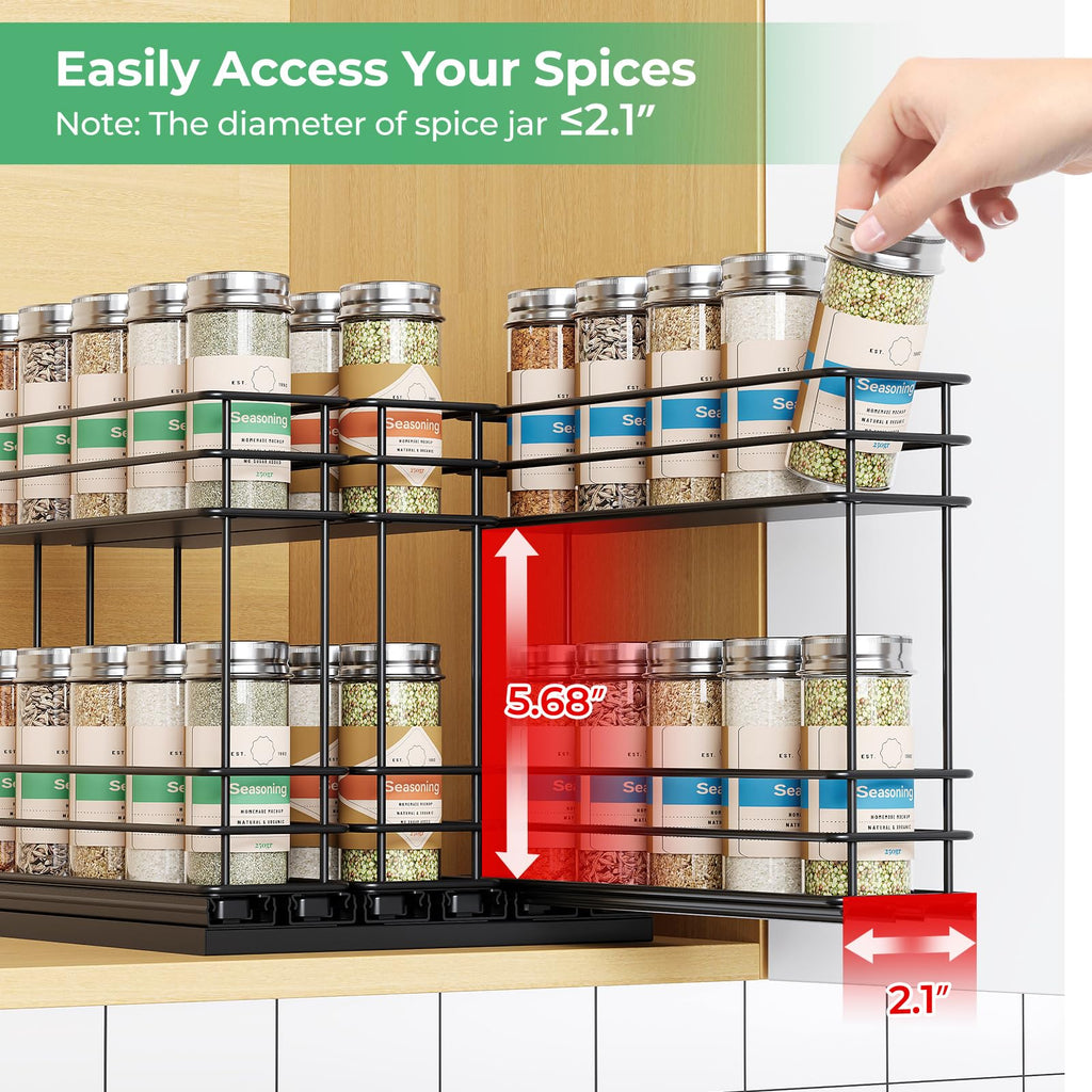 Pull Out Spice Rack Organizer for Cabinet, Slide Out Spice Racks