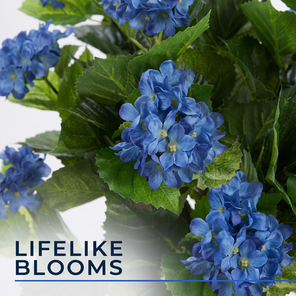 Artificial Hydrangea Tree, 3.1 FT Faux Hydrangea Plant in Pot with 9 Lifelike Blue Flowers, Fake Potted Flower Trees