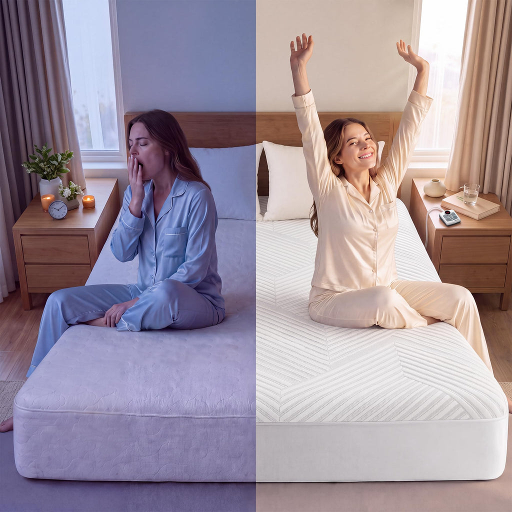 Heated Mattress Electric Pad King Size Dual Control Bed Warmer, Deep Pocket, Side Storage Pouch for Controller