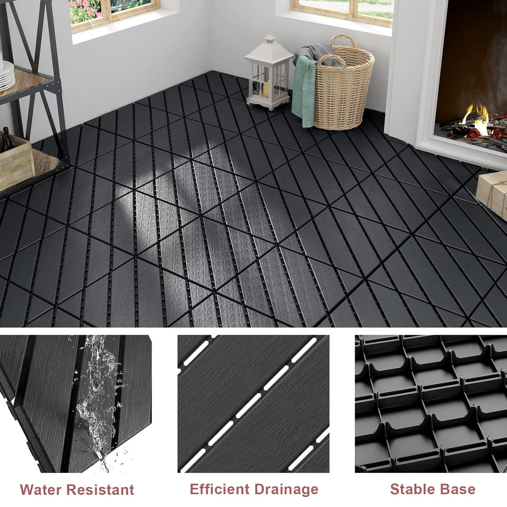 9 Pack Interlocking Deck Tiles, 12"x12" Patio Pavers, Heavy Duty Plastic Outdoor Flooring with Drainage, Waterproof
