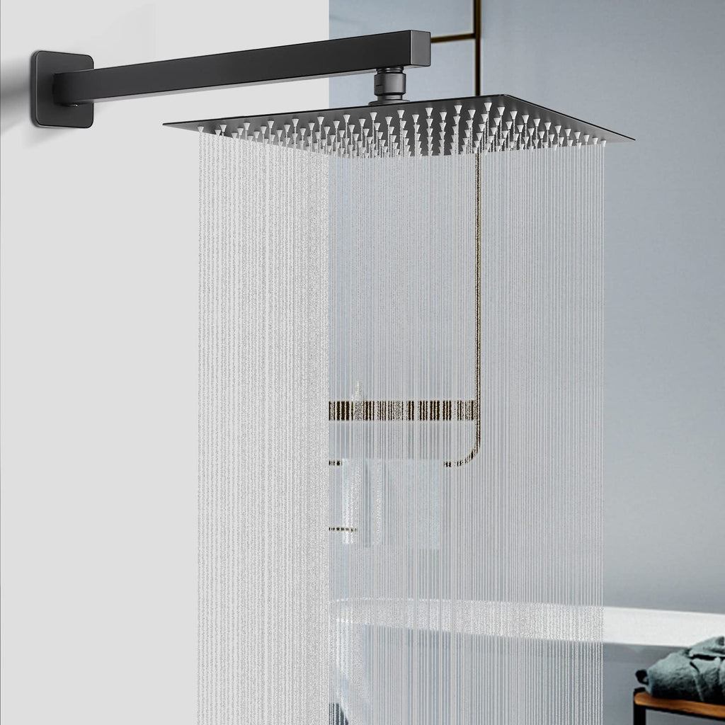 Shower Head with Extension Arm, High Pressure Square with ShowerArm, Stainless Steel Rainfall-Waterfall Full Body