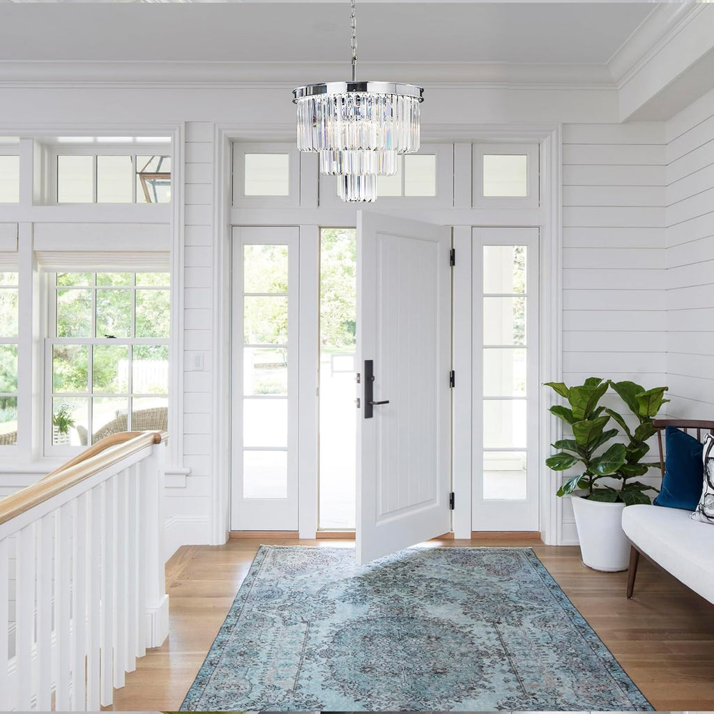 Inspired Odeon Style 4-Light Chrome Crystal 3-Tier Modern Chandelier - A107-B07G3SQD88