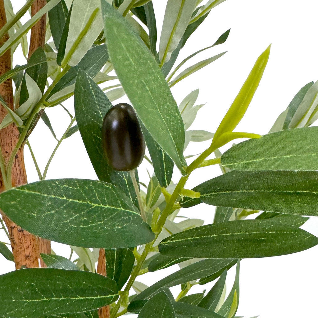 Artificial Tree in Flowing Black & White Smoke Abstract Shapes Planter, Fake Olive Silk Tree for Indoor and Outdoor