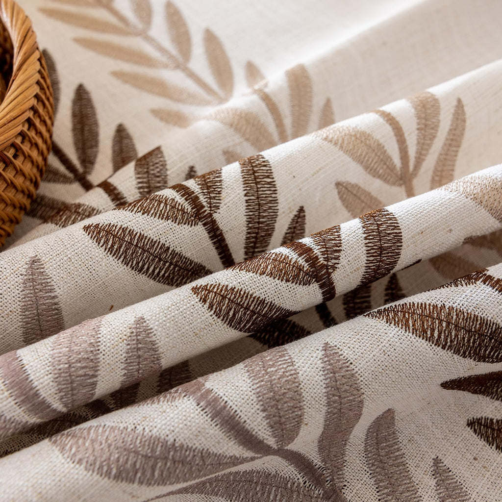 Linen Tablecloths for Rectangle Table, Heavy Duty Beige Embroidery Tablecloths, Burlap Farmhouse Tablecloth