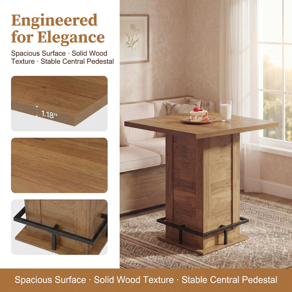 Square Bar Height Table, 39.4" H Counter Height Pub Table, High Top Kitchen Bar Table with Footrest, Restaurant
