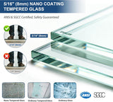 Frameless Shower Door with Soft-Close & Anti-Leak, 5/16" (8mm) Double Sliding Shower Door