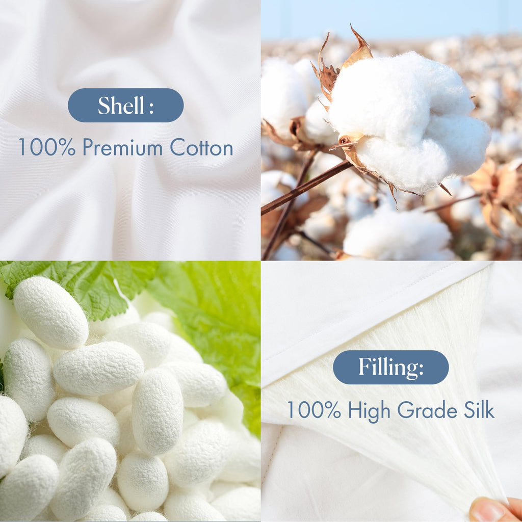 Silk Comforter/Duvet/Quilt, 100% Natural Long Strand Silk, Cool for Fall/Autumn, Machine Washable (Cal.King)