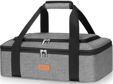 Double Decker Insulated Casserole Carrier for Hot or Cold Food, Expandable Hot Food Carrier, Lasagna Holder Tote for