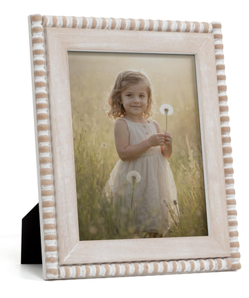 8x10 Farmhouse Picture Frame Wooden Boho Beaded Photo Frame