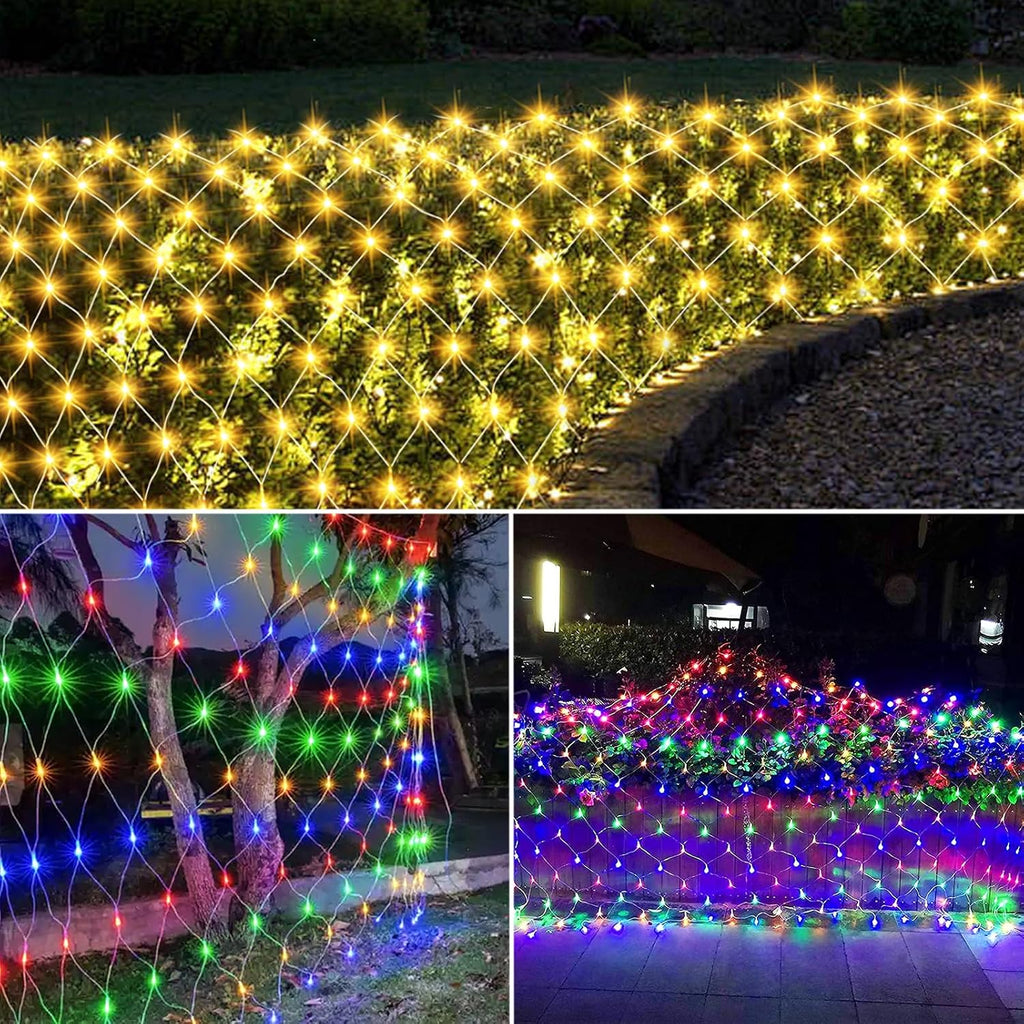 Dual Color Changing Net Lights 20x6.6ft Christmas Lights with Remote Timer