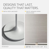 Floor Lamp with Scratch Proof and Corrosion Resistant Body - Perfect Lighting and Corner Decor, Matte White