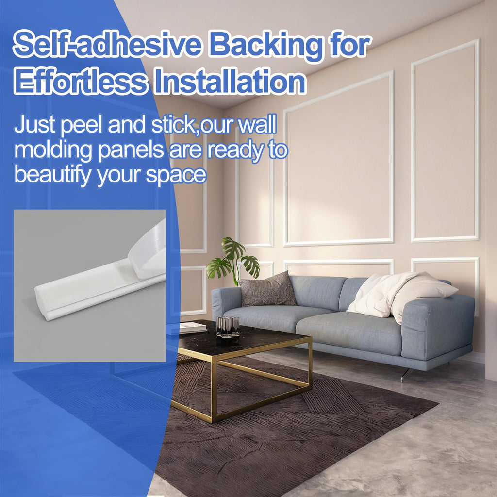 Peel and Stick Wall Molding Kit,34PCS Pre-Cut Door Molding Panels,3D Moulding Wainscoting Panel,Self Adhesive Walls