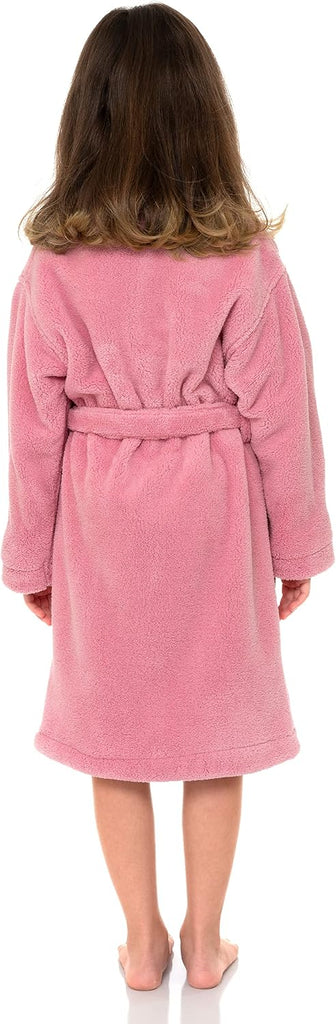 Girls Robe, Kids Plush Shawl Fleece Bathrobe