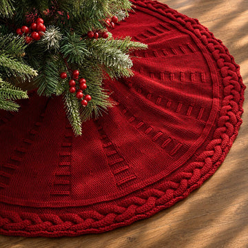 Knit Christmas Tree Skirts, Neutral Tree Skirt, Cozy Christmas Decorations