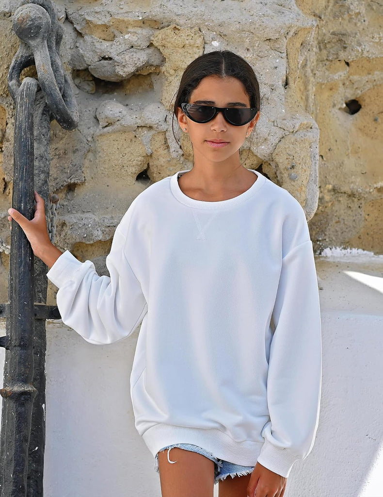 Girls Oversized Striped Crewneck Sweatshirt Long Sleeve Color Block Pullover Tops Fall Casual Clothes