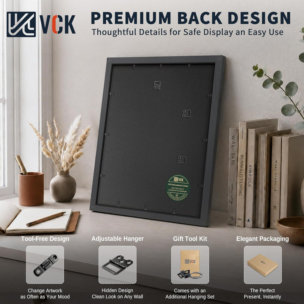 24x36 Frame 5 Pack, Black Solid Wood 20x30 Mat, for Picture | Wide Border, Acid-Free Mat, 24x36 Poster Frame, Wall