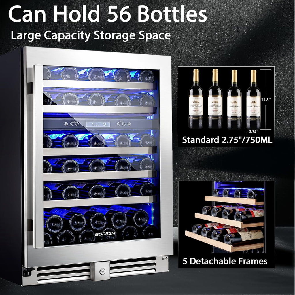 COOLER Wine Fridge & Cooler - 24 Inch 56 Bottle Wine Cooler Refrigerator, 41