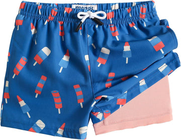 Boys Swim Trunks with Compression Liner Way Stretch Bathing Suit
