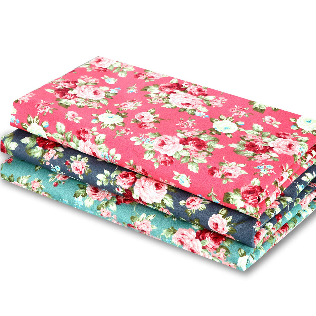 3 Yards Floral Cotton Fabric 36 x 62 Inch with Vintage Rose Print