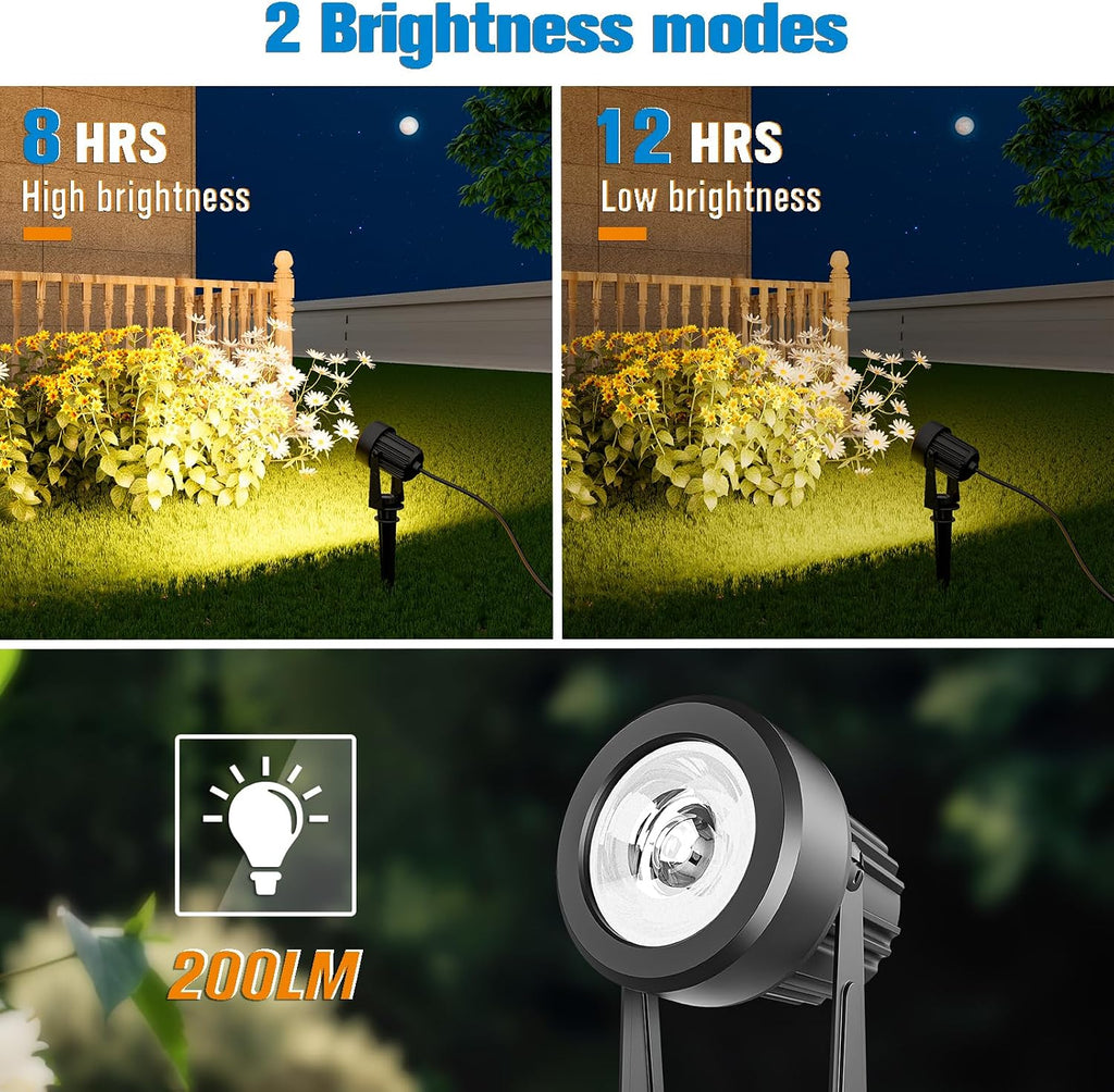 Solar Spot Lights Outdoor 4-in-1 Solar Landscape Lights Dusk to Dawn Solar Uplights IP65 Waterproof 9.8ft Cable