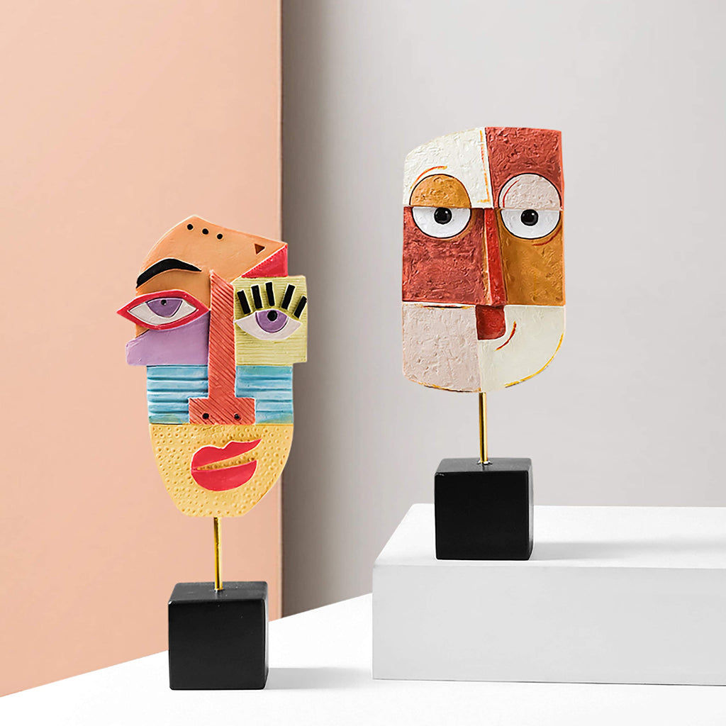 Smile - Handcrafted Statues Resin Abstract Sculpture Decor Modern, African Art Tribal Figurines Decorations Items