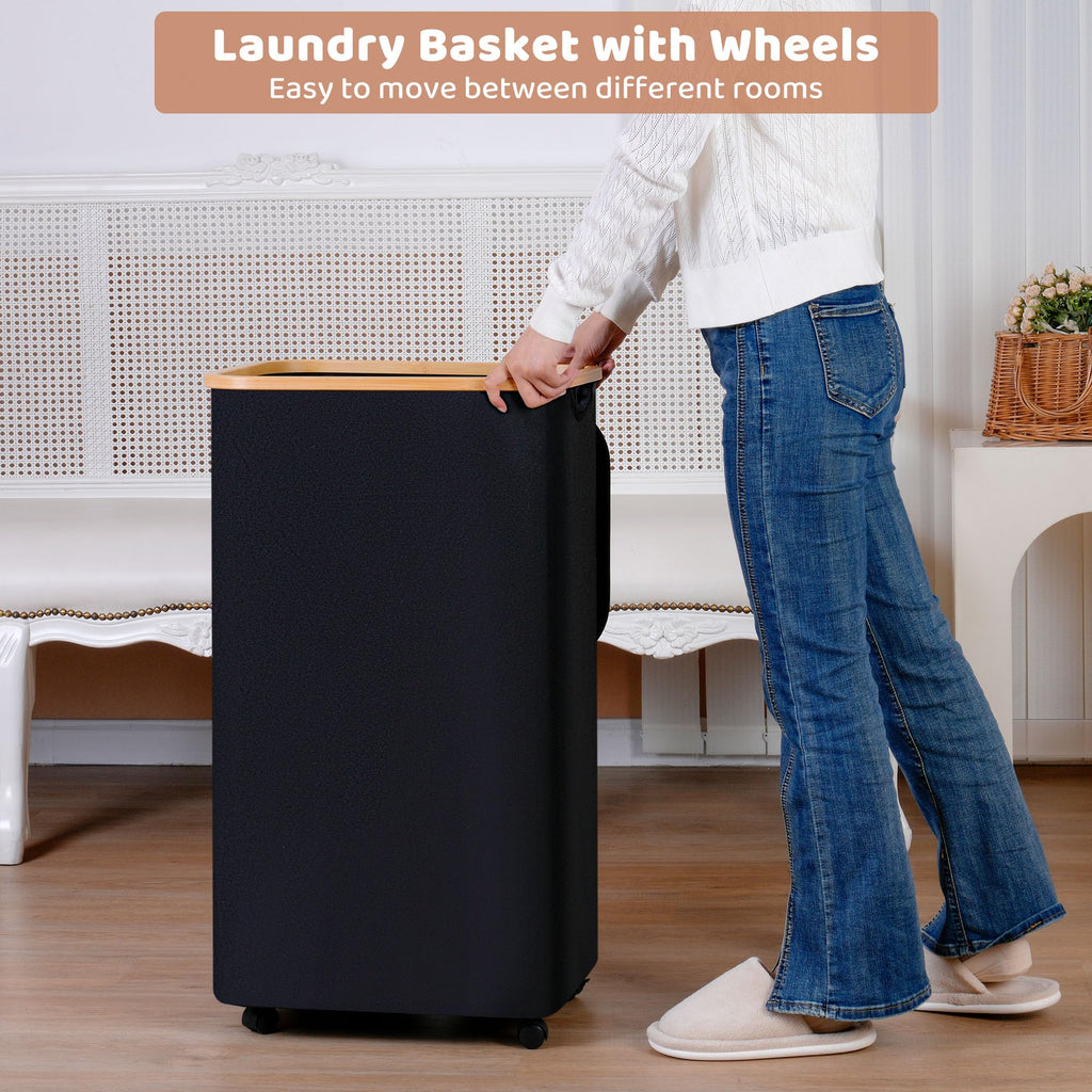 Laundry Hamper with Wheels 110L Laundry Basket with Mesh Bag,Black