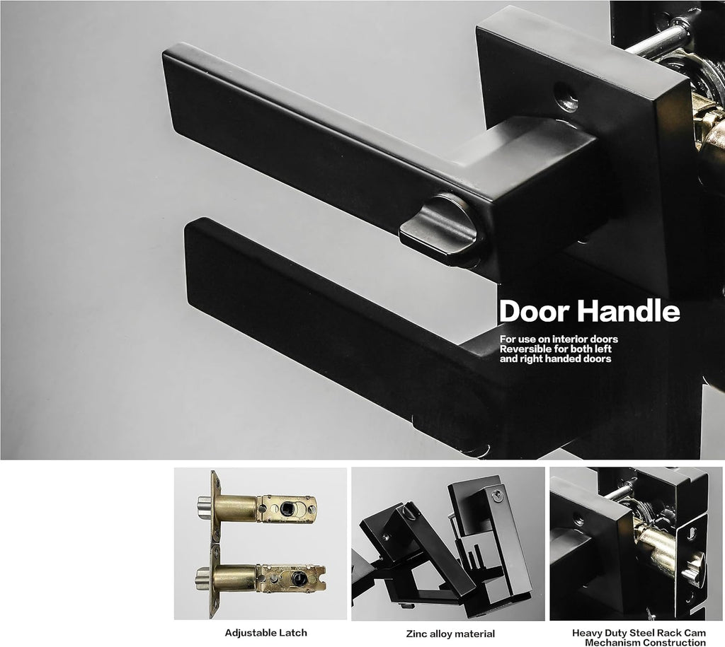 Exterior Door Lock Set with Deadbolt, Front Door Handle Set with Deadbolt, Door Levers Single Cylinder Deadbolt Set