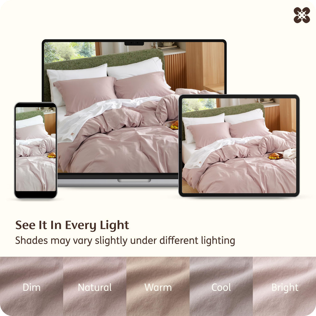 PureWoven 100% Washed Cotton Duvet Cover Set, Twin, 2-PC