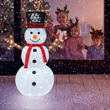 Outdoor Snowman Lighted, Pop-Up Snowman Outdoor Yard Christmas Decorations Prelit 100 Lights, Collapsible Lighted