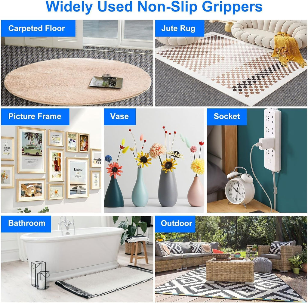 16-Pack Carpet-to-Carpet Rug Grippers | Cloth-Backed Heavy-Duty Anti-Slip Pads | Secure Rugs Over Carpets, Tiles - Set of 16