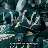 Luxudecor Queen Floral Comforter Set 7 Pieces,Teal Floral Comforter with Sheet Set,Flowers Leaves Pattern Bed in a