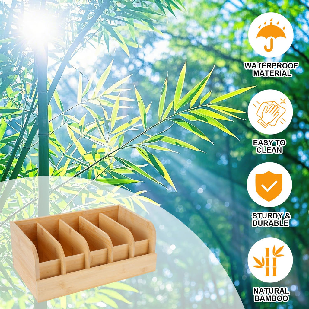 Belt Organizer, 5 Compartments Belt Organizer for Closet and Drawer, Bamboo Display Case for Tie and Belt, Belt