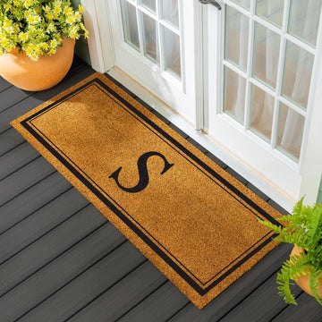 Monogram Extra Large Coir Doormat, 60x24 Inches Front Door Mat, Outdoor Indoor Entrance Rug, Welcome Mat for Double