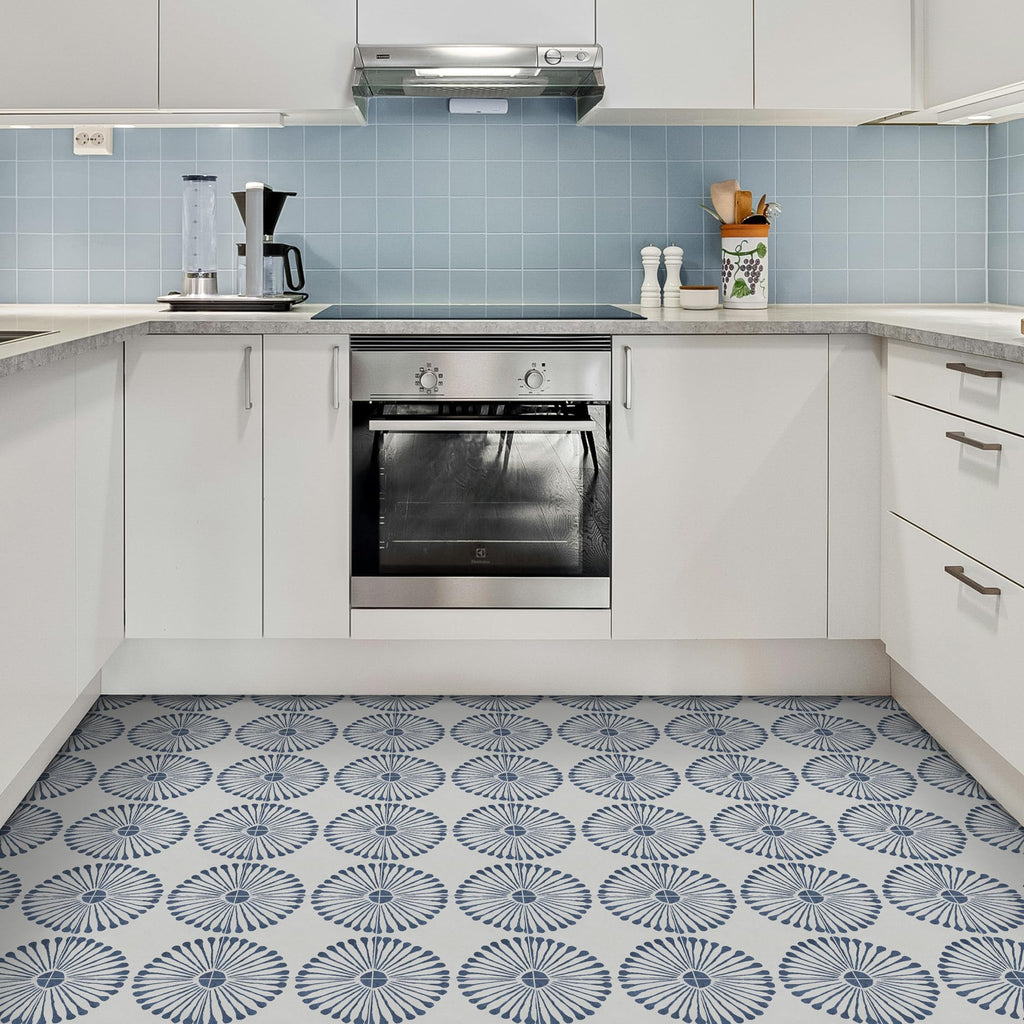 16-Sheet Peel and Stick Floor and Wall Tile, 9" x 9" Blue Stone Composite Self Adhesive Vinyl Flooring, Patterned