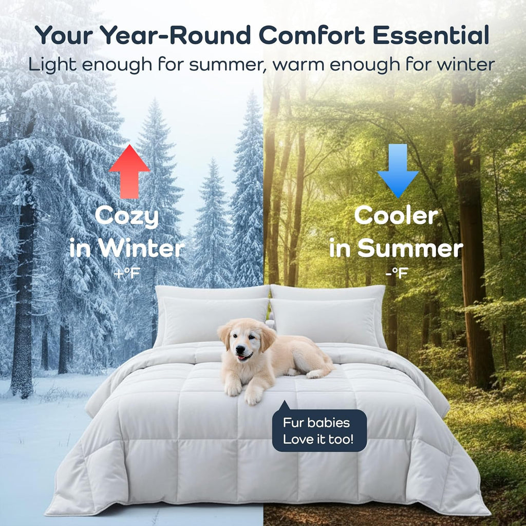 Cooling Down Alternative Comforter - Hypoallergenic Queen Duvet Insert Lightweight