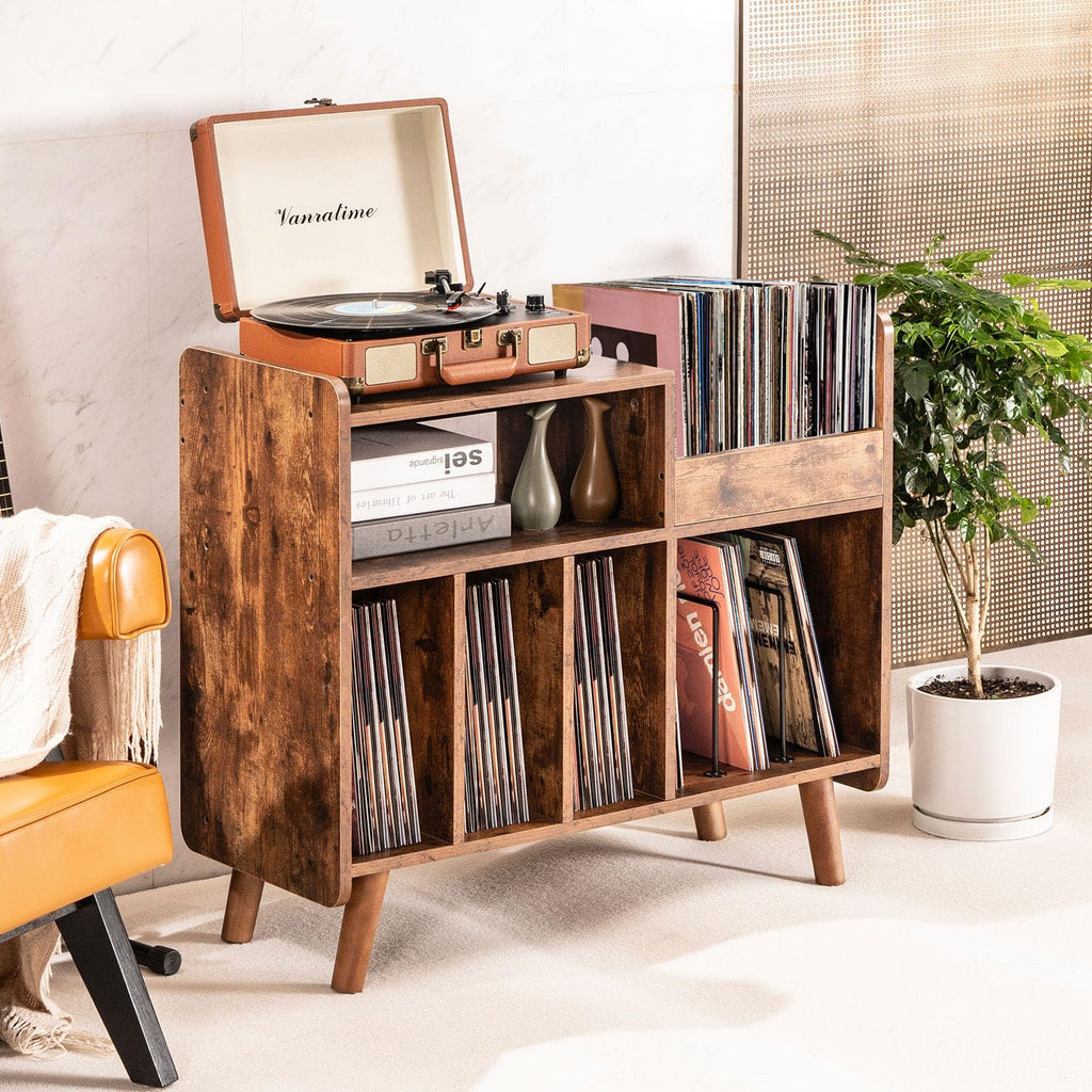 Record Player Stand, Large Record Player Table Cabinet (Brown)
