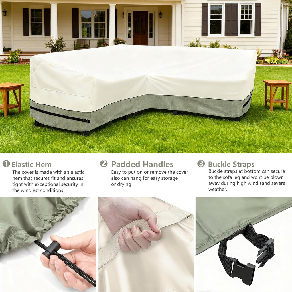 Outdoor Sectional Cover,V Shaped Patio Furniture Covers for 5-Seater Outdoor Sectional Furniture Couch 85"(85''L) x