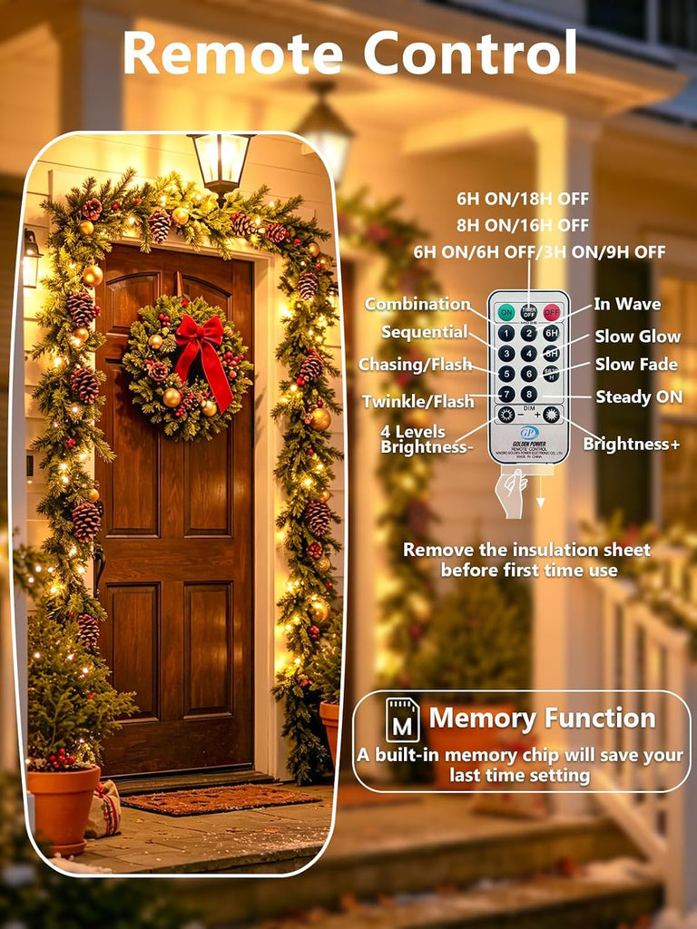 1000 LED Cluster Lights with Remote, Christmas Tree Lights Warm White