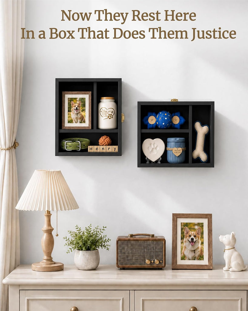 10.83"x9.25" Pet Memorial Shadow Box with Shelves & Pin-Back Board