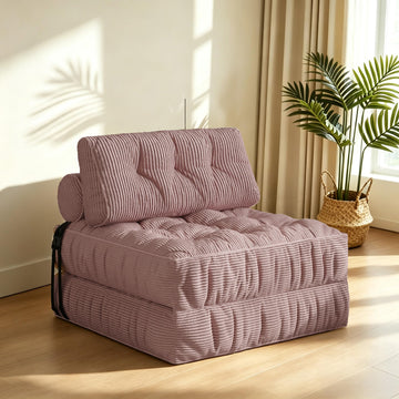 Convertible Folding Sofa Bed Chair, Foldable Soft Foam Couch, Pink