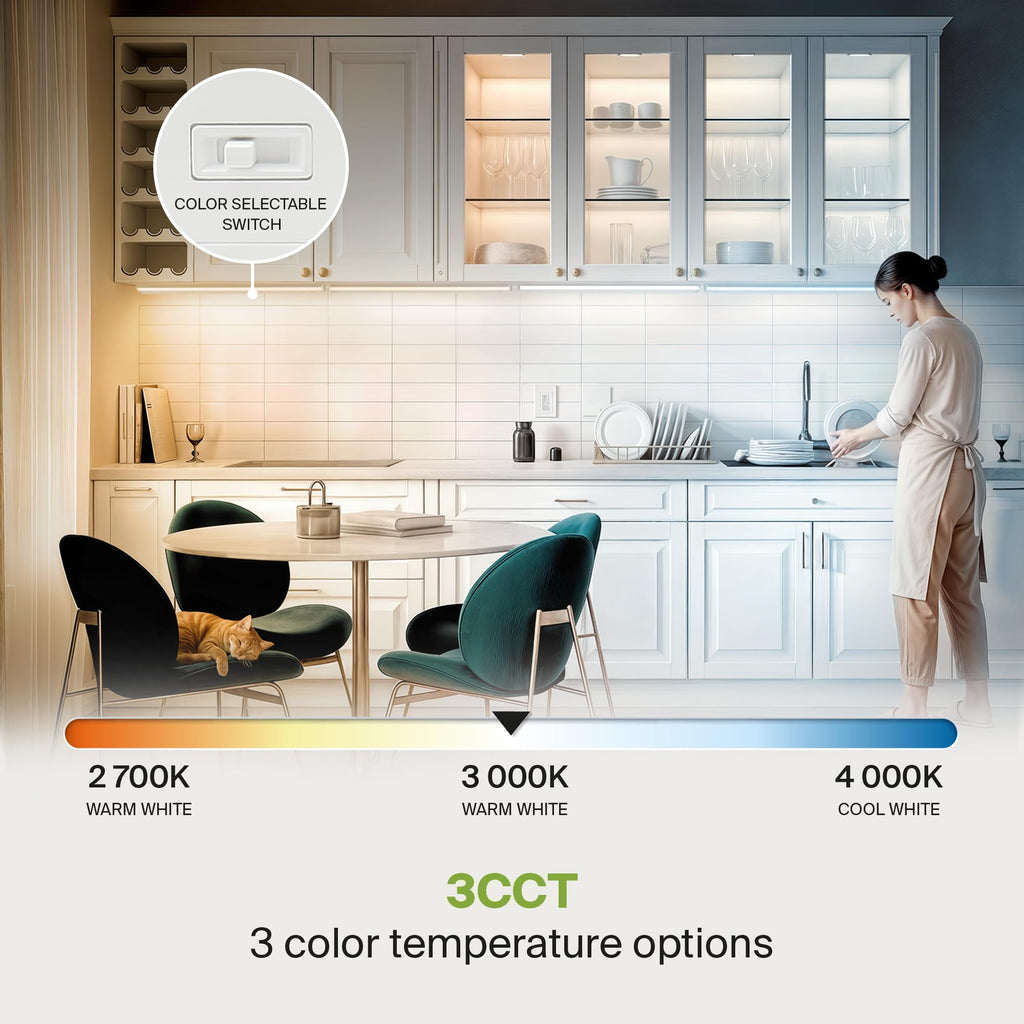 LED Under Cabinet Lighting, 48 Inch 24W, Plug in or Hardwired