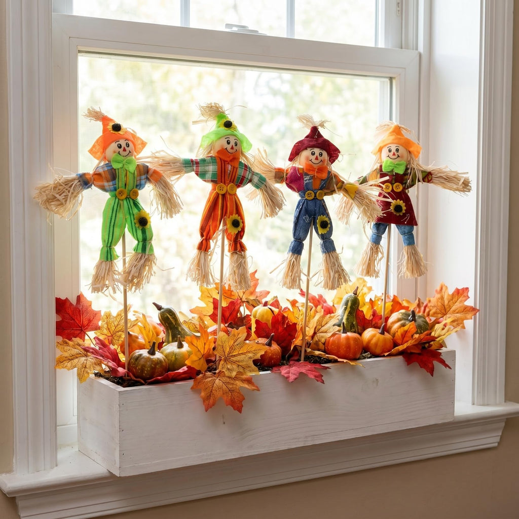 4 Pack Scarecrow Picks, 12.6 in Fall Scarecrow Decorations