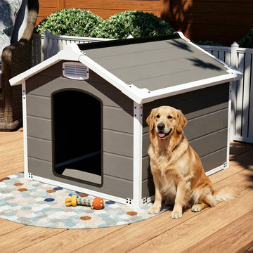 Large Dog House Outdoor Indoor, Waterproof Plastic Shelter, Air Vents
