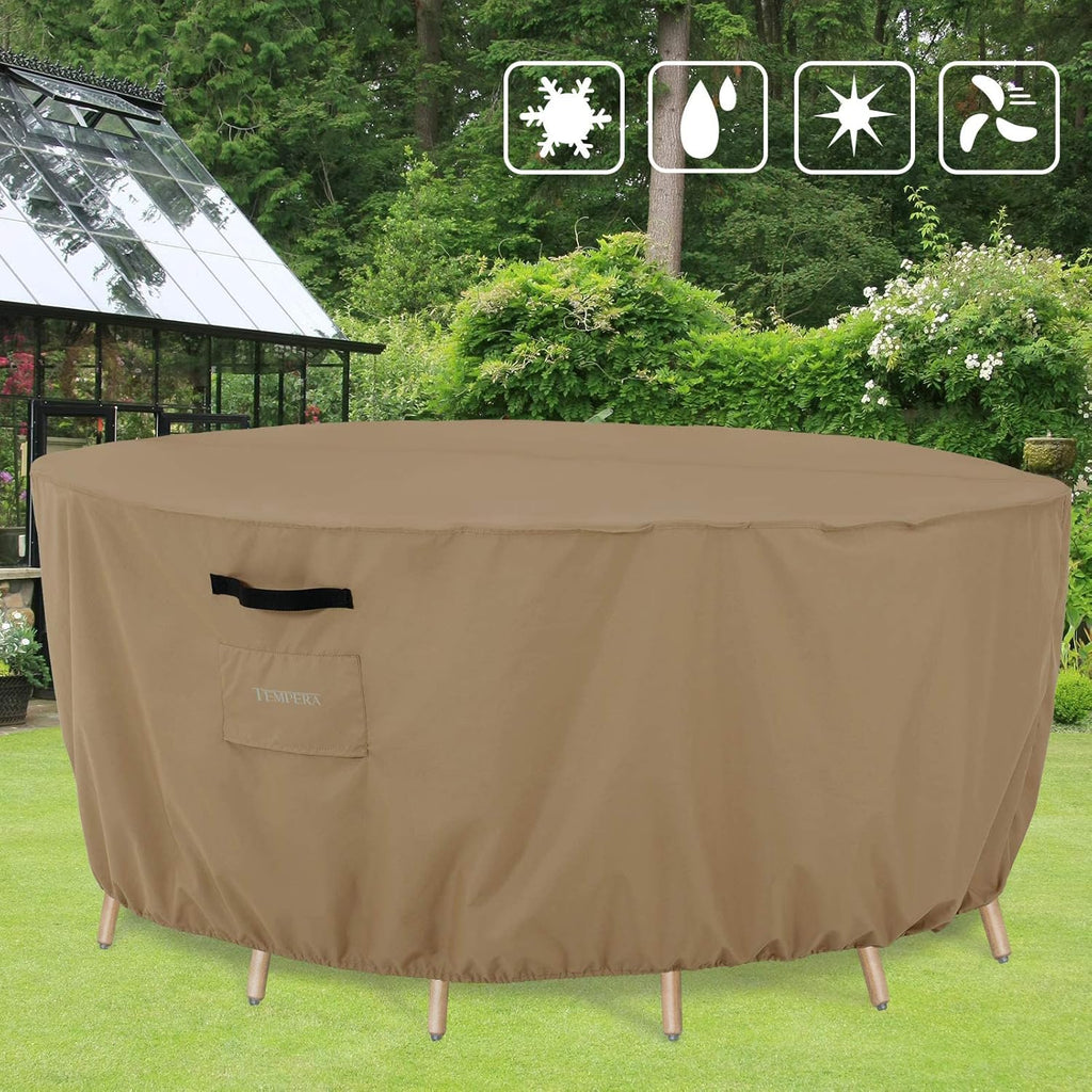 Round Patio Furniture Cover - Outdoor Table & Sectional Sofa Set Cover, Tear Resistant & Anti-UV, Waterproof - 72"D x