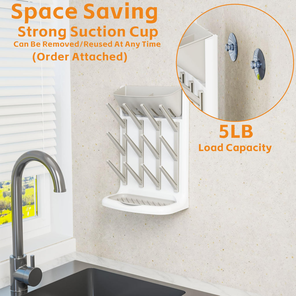 Larger Vertical Baby Bottle Drying Rack - BPA Free - Space Saving Feeding Bottles Drying Rack Holder