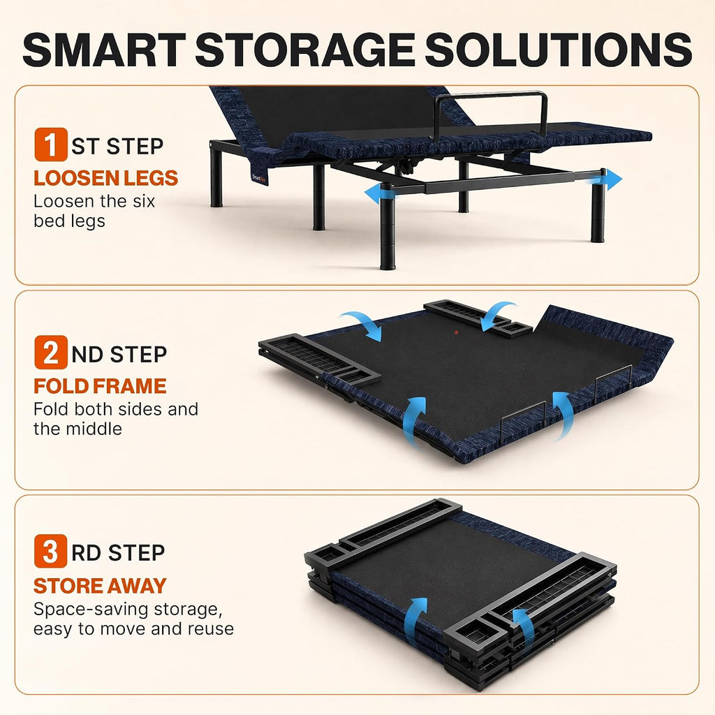 F450 Adjustable Bed Base, Twin XL Metal Frame, 750 lb Capacity - Set of 10