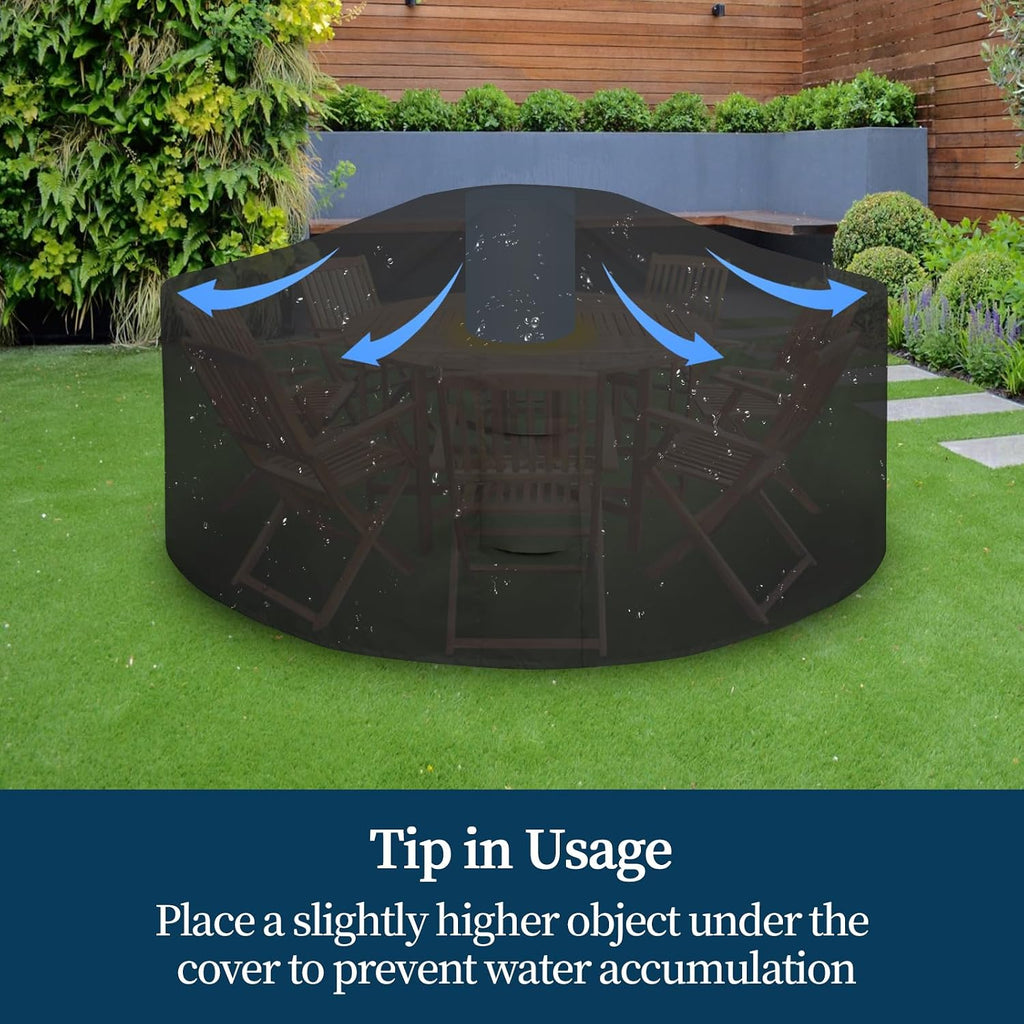 Round Patio Furniture Cover Waterproof Outdoor Dining Table and Chair Cover Anti-UV Outside Sectional Sofa Set Covers